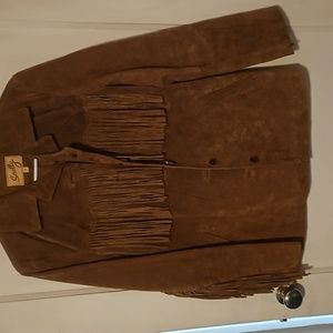 Leather fringed jacket